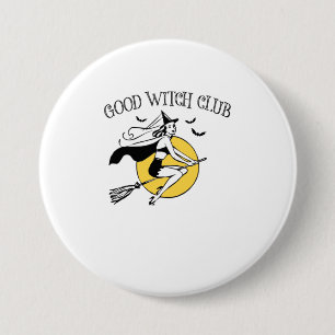 Macaron Rond 7,6 Cm Halloween GOOD WITCH CLUB Retro Vintage Todd