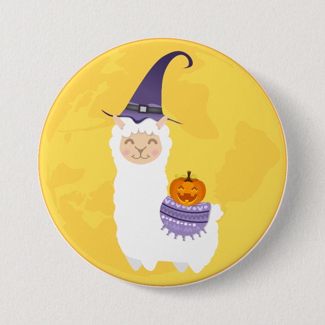 Macaron Rond 7,6 Cm Halloween Llama (Devant)
