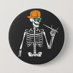 Macaron Rond 7,6 Cm Halloween Skeleton Rock Main Jouer des tambours ro