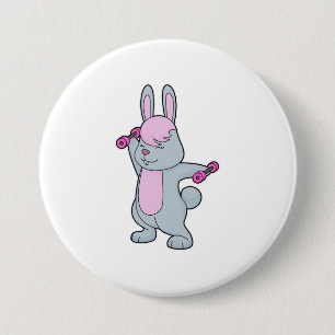 Macaron Rond 7,6 Cm Haltère de Fitness Lapin