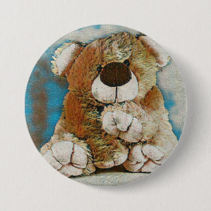 Macaron Rond 7,6 Cm HAMbWG - Bouton - Ours en peluche