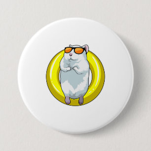 Macaron Rond 7,6 Cm Hamster à la natation avec anneau de natation