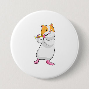 Macaron Rond 7,6 Cm Hamster à Musique avec Flûte