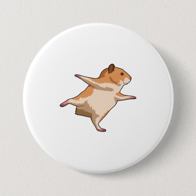 Macaron Rond 7,6 Cm Hamster au Yoga Stretching Legs (Devant)