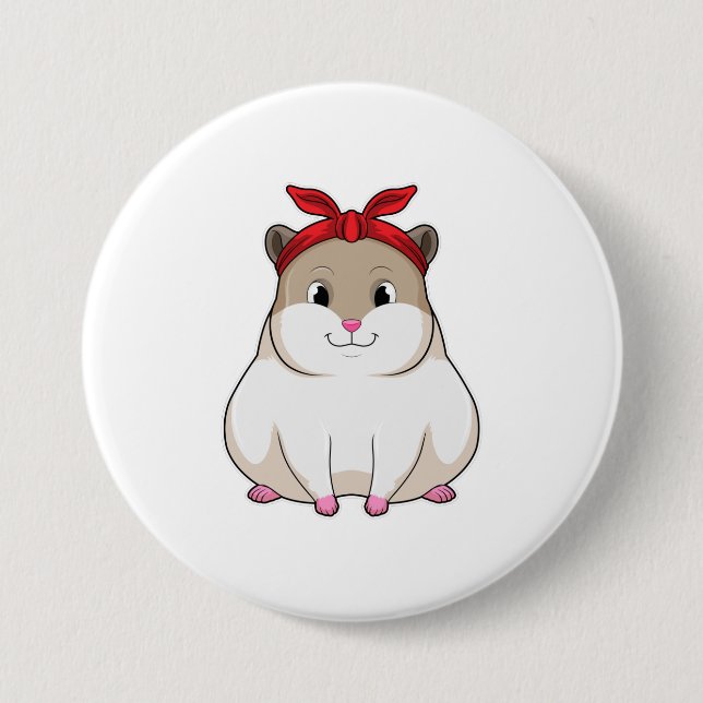 Macaron Rond 7,6 Cm Hamster avec Bandana (Devant)