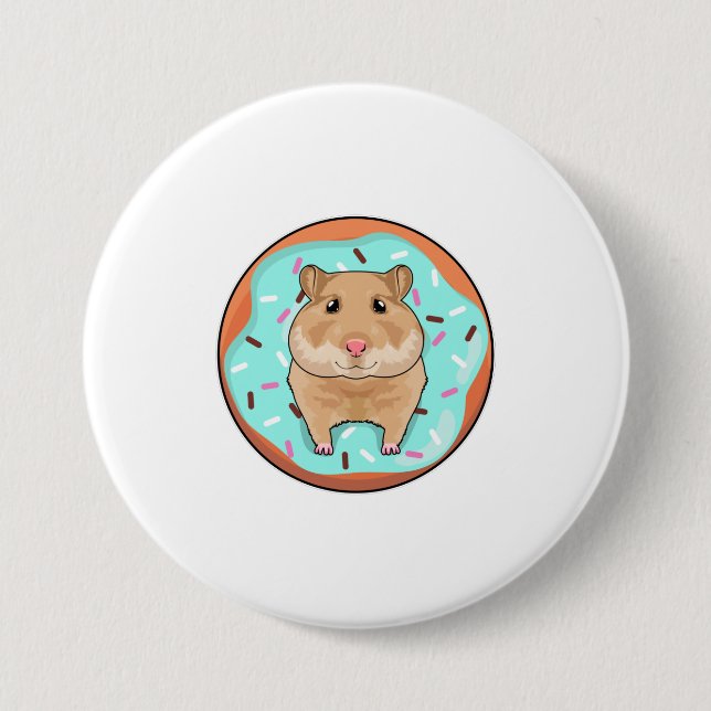 Macaron Rond 7,6 Cm Hamster avec Donut (Devant)