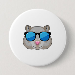 Macaron Rond 7,6 Cm Hamster avec lunettes de soleil