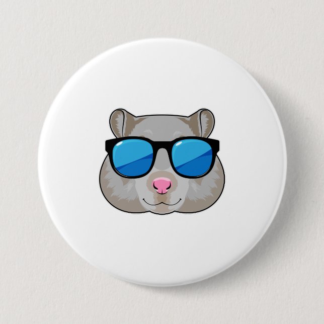 Macaron Rond 7,6 Cm Hamster avec lunettes de soleil (Devant)