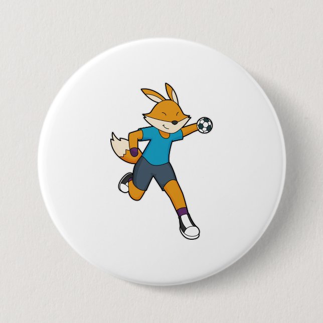 Macaron Rond 7,6 Cm Handball joueur Fox (Devant)