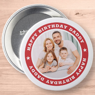 Macaron Rond 7,6 Cm Happy Birthday Daddy Modern Simple Custom Photo