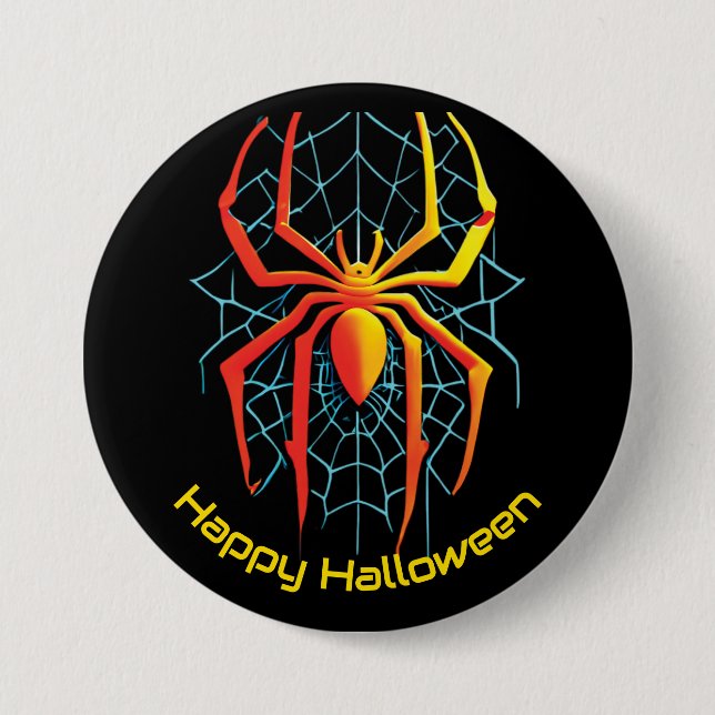 Macaron Rond 7,6 Cm Happy Halloween Spider Web (Devant)