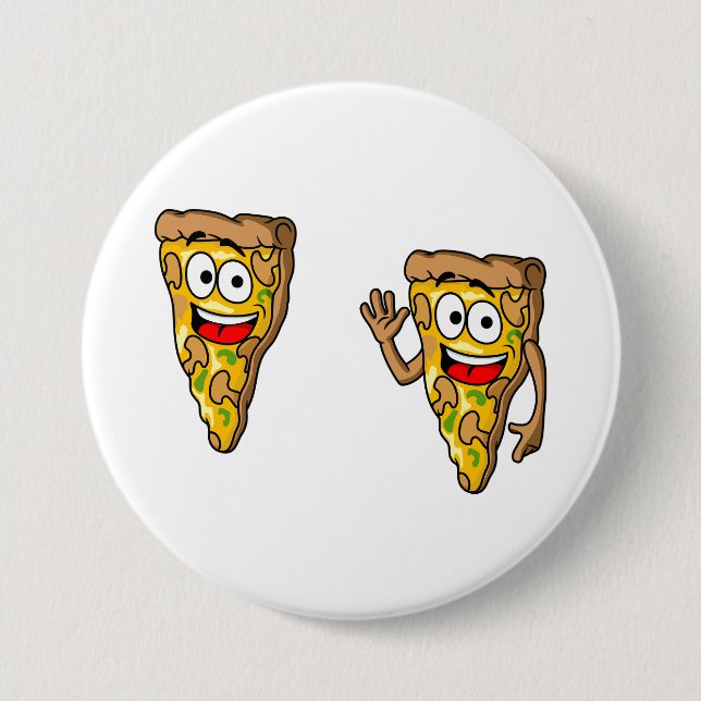 Macaron Rond 7,6 Cm Happy Mushroom Pizza Slices (Devant)