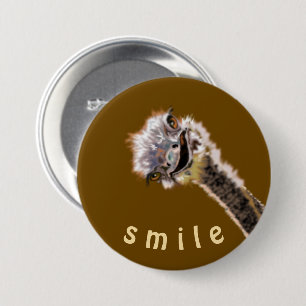 Macaron Rond 7,6 Cm Happy Ostrich - Smile - Be Happy - Add Your Color