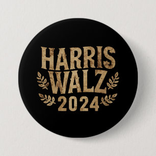 Macaron Rond 7,6 Cm Harris Tim Walz Crête Vintage Harris Valse 2024