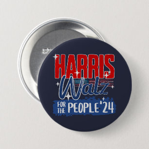 Macaron Rond 7,6 Cm Harris Walz 2024 Pour le Peuple Élection Démocrate