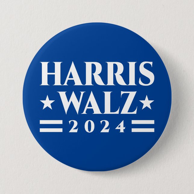 Macaron Rond 7,6 Cm Harris Walz campagne électorale 2024 (Devant)