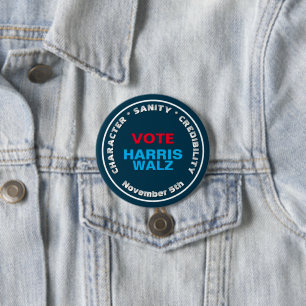 Macaron Rond 7,6 Cm HARRIS WALZ Caractère Sanité Crédibilité