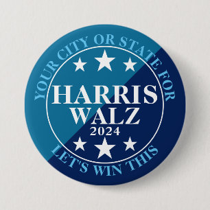Macaron Rond 7,6 Cm Harris Walz Élection présidentielle 2024 Politique