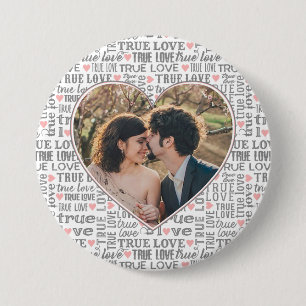 Macaron Rond 7,6 Cm Heart Shaped Photo True Love Valentines or Wedding