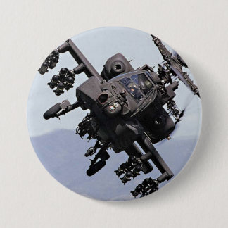 Macaron Rond 7,6 Cm Hélicoptère de combat d'Aapache