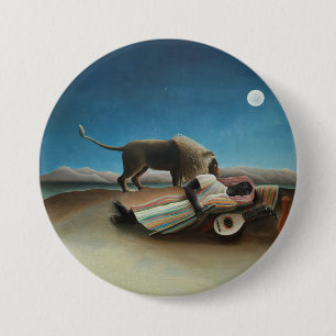 Macaron Rond 7,6 Cm Henri Rousseau Dormir Gitan Lion Peinture