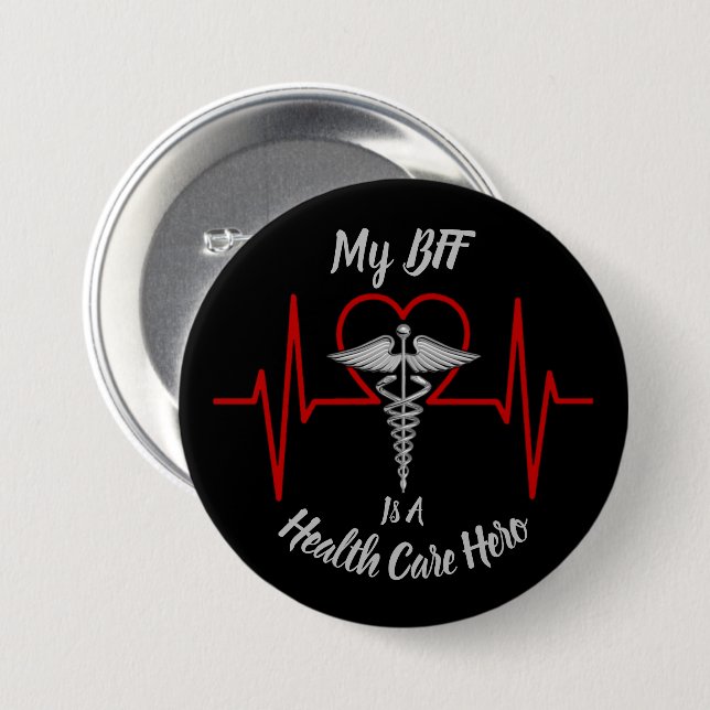 Macaron Rond 7,6 Cm Héros des soins de santé BFF (Devant & derrière)
