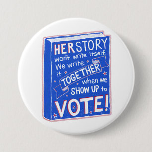 Macaron Rond 7,6 Cm HERSTORY ne s'écrira pas - allez voter !