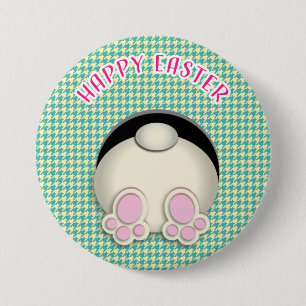 Macaron Rond 7,6 Cm HEUREUX lapin EASTER BOUTON