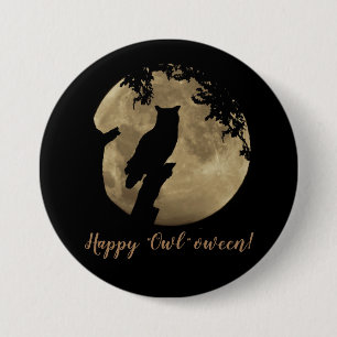 Macaron Rond 7,6 Cm Hibou d'Halloween
