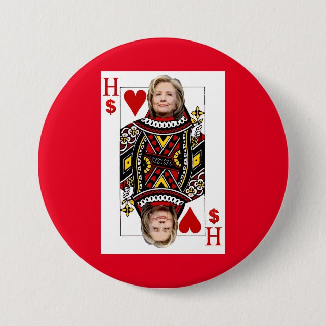 Macaron Rond 7,6 Cm Hillary Clinton : Reine de Wall Street (Devant)
