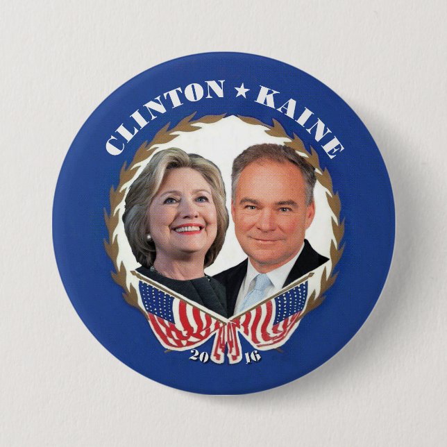 Macaron Rond 7,6 Cm (Hillary) CLINTON * (Tim) KAINE (Devant)