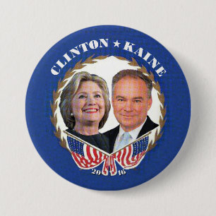 Macaron Rond 7,6 Cm (Hillary) CLINTON * (Tim) KAINE