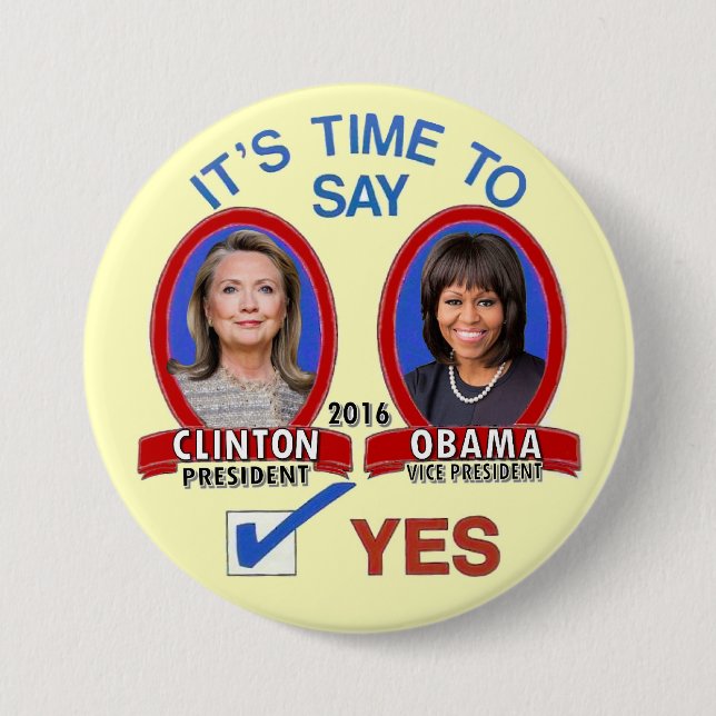 Macaron Rond 7,6 Cm Hillary et Michelle en 2016 (Devant)