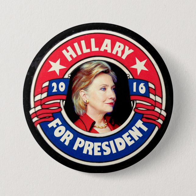 Macaron Rond 7,6 Cm Hillary pour le président 2016 (Devant)