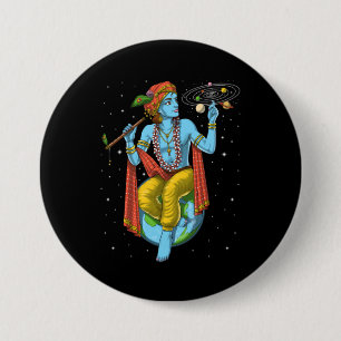 Macaron Rond 7,6 Cm Hindouisme Lord Krishna