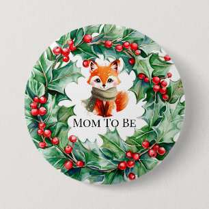 Macaron Rond 7,6 Cm Hiver Red Fox Green et Baby shower des baies