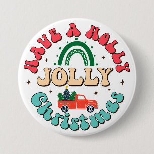 Macaron Rond 7,6 Cm Holly Jolly Christmas