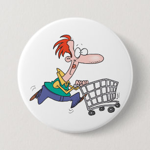 Macaron Rond 7,6 Cm Homme de dessin animé drôle courant avec un chario