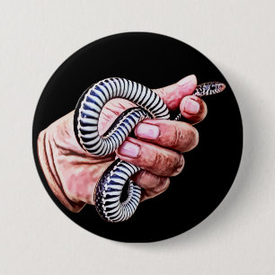 Macaron Rond 7,6 Cm homme main tenant bébé serpent reptiles art