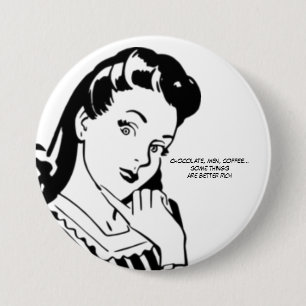 Macaron Rond 7,6 Cm Hommes et café riches de chocolat de rétro femme