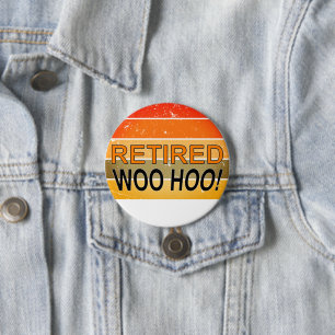 Macaron Rond 7,6 Cm Hoo Woo Retraité Avec Bouton Pinback Couché De Sol