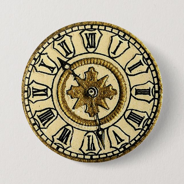 Macaron Rond 7,6 Cm Horloge vintage (Devant)