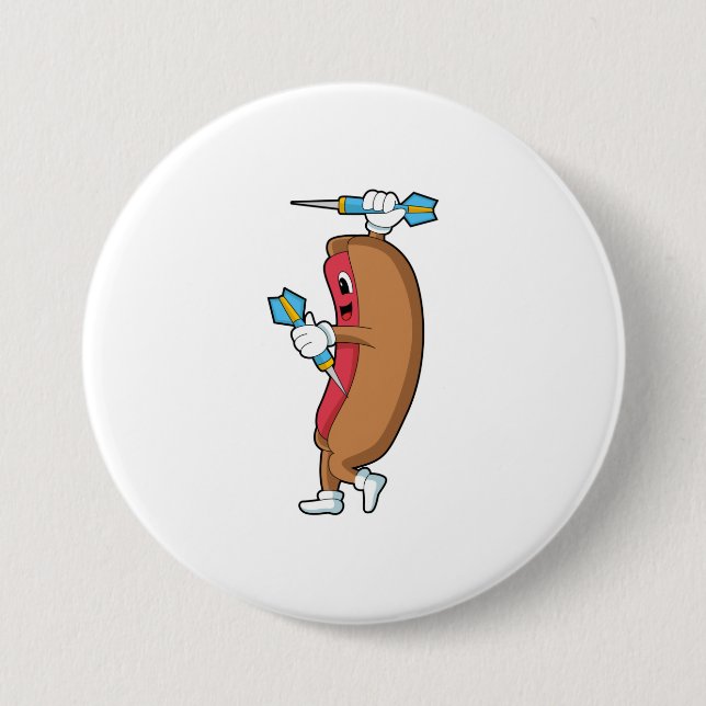 Macaron Rond 7,6 Cm Hotdog à Darts avec Dart.PNG (Devant)