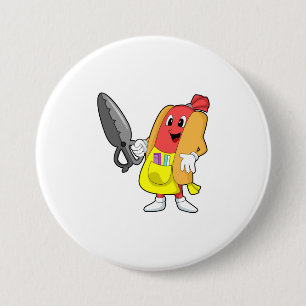 Macaron Rond 7,6 Cm Hotdog comme coiffeur avec ciseaux