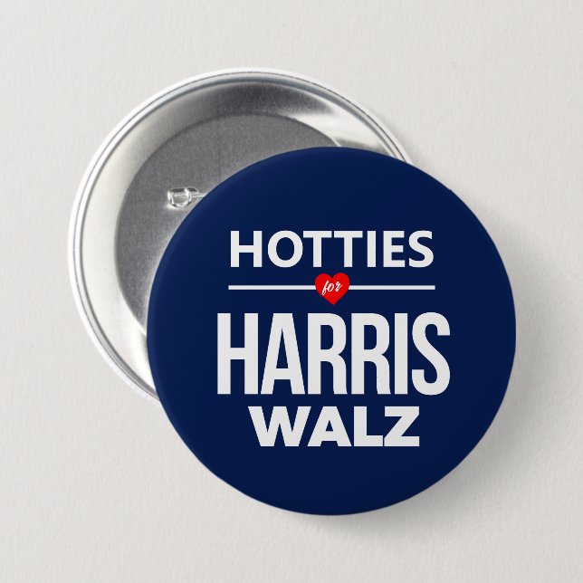 Macaron Rond 7,6 Cm Hotties for Harris Walz (Devant & derrière)