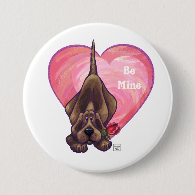 Macaron Rond 7,6 Cm Hound Dog Valentine's Day (Devant)