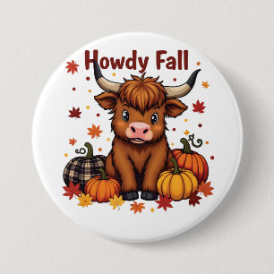 Macaron Rond 7,6 Cm Howdy Y'all Automne Automne Moo Vache Citrouille