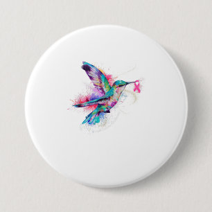 Macaron Rond 7,6 Cm Hummingbird Ribbon Sensibilisation au cancer du se