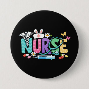 Macaron Rond 7,6 Cm Humour Médical Infirmière de Pâques Mignon