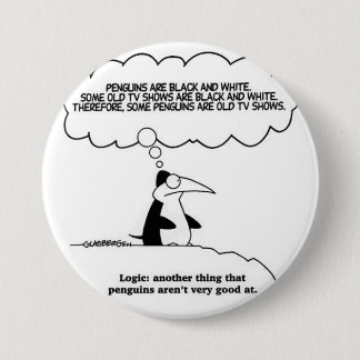 Macaron Rond 7,6 Cm humour-pingouin-logique